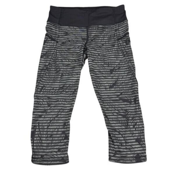 Lululemon Run: Top Speed Crop In Stripe Play Slate Black Size 4 - Picture 6 of 10
